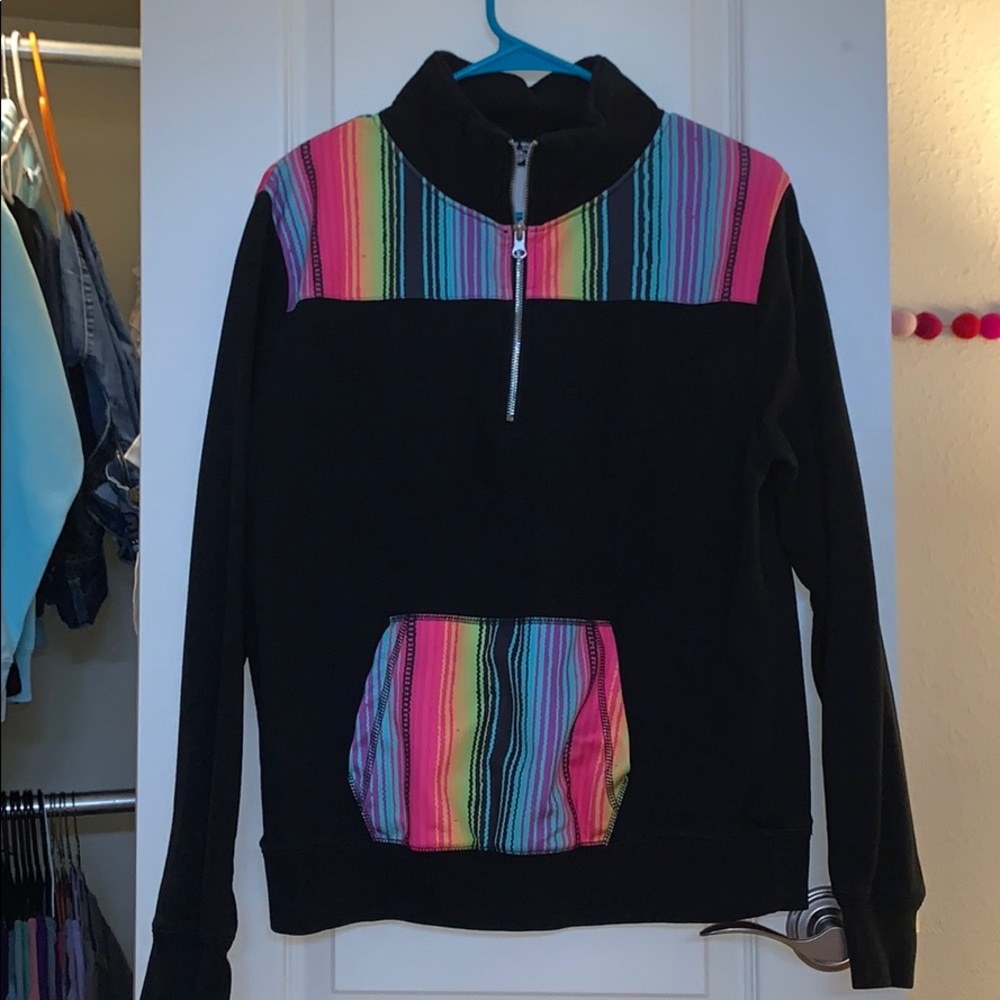 Black and rainbow serape sweater
